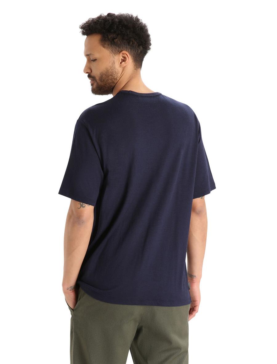 Koszulki Icebreaker Merino Granary Krótkie Sleeve Pocket Męskie Granatowe | PL 1791ZUTG